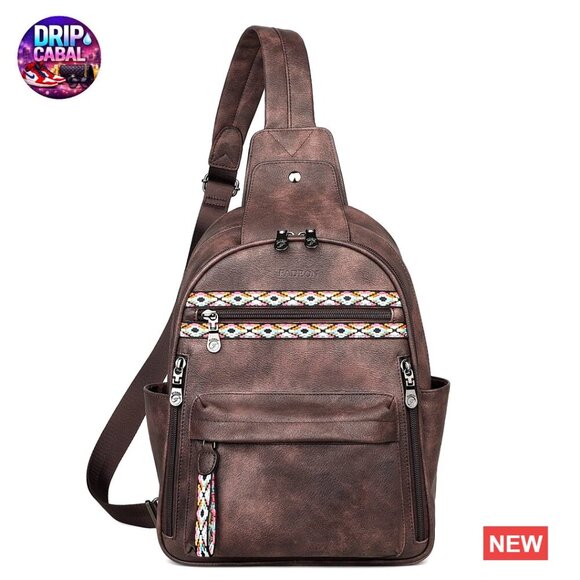 Handbags - Large Faux Leather Anti-Theft Sling Backpack with RFID Protection